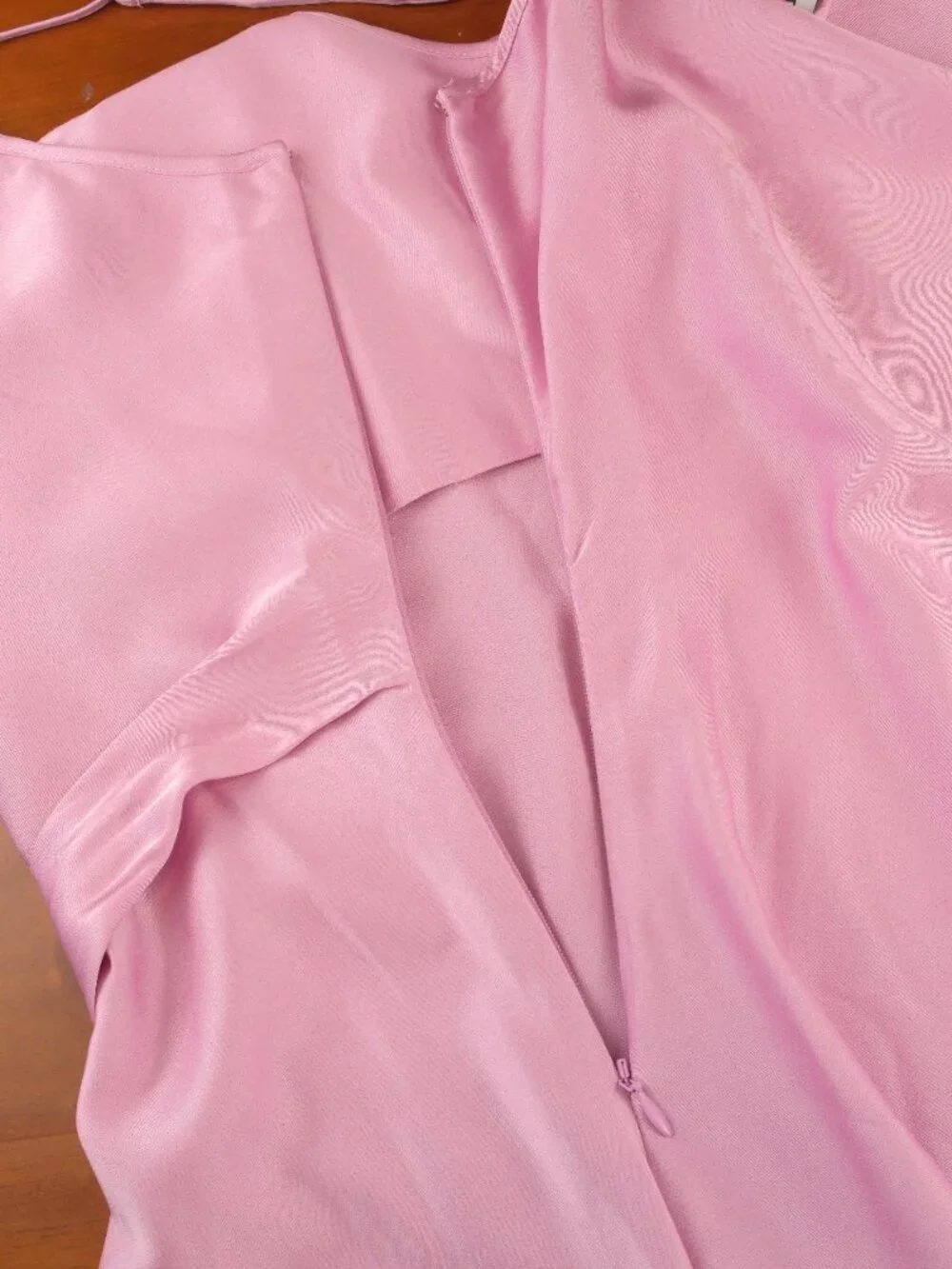 Reiss Zoey Satin Drape Ruched Midi Slip Dress, Light Pink, US 8 - Picture 7 of 11